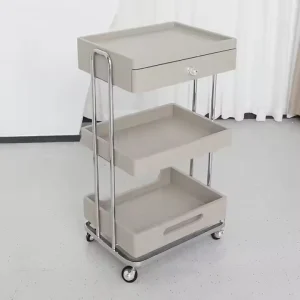SW Beauty Salon Stainless Steel 4 Wheel Storage Trolley Cart Drawer Hotel Gym Warehouse Use Mobile Barber Beauty SPA Organizer