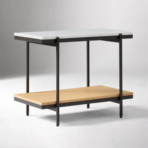 SWT Marble Metal Coffee Table Easy Assemble Modern Living Room Pierce Marble Side Table