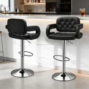 SYT Padded PU Modern Kitchen Bar Stool with Smooth Curve Design for Home Bar Hotel Outdoor Use