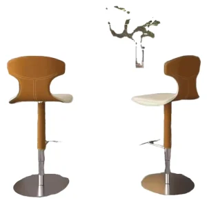 SaddleLeather Bar Stools Simple Adjustable Bar Chairs Swivel Bar Stools High Stools Home Island Stools Backrest Chairs