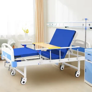 Safety Protection Double Crank Hospital Bed with Silent Casters Stable Non Wobbly 200x90x50cm 1 Year Warranty for Hospitals