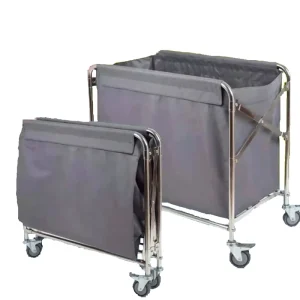 Sale Our Own Manufacture Foldable Stainless Steel Commercial Hotel Laundry Trolley Linen Trolley Housekeeping Cart with 4 Wheels