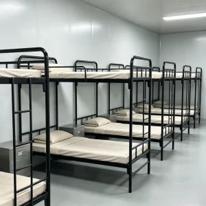 Sales Modern Apartment Friendly Dormitory Metal 2 person Twin Over Full Black Bunk Beds for Kids and Adults with Stairs