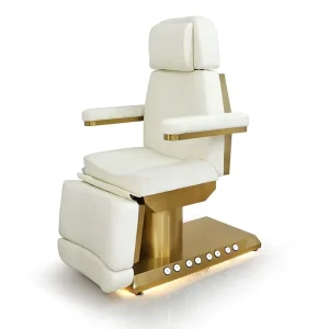 Salon Furniture 3/4 Motors Beauty Salon Chair Gold Metal Base Cosmetic Bed Built in Foot Control Electric Facial Bed Eyelash SPA