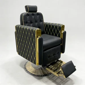 Salon Furniture Barber Chairs Black and Gold Reclining Barber Chairs Hydraulic Pump Barber Chair for Men