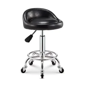 Salon Furniture Black Synthetic Leather Durable Height Adjustable Barber Chair Ergonomic Design 360 Degree Rotation Wheels