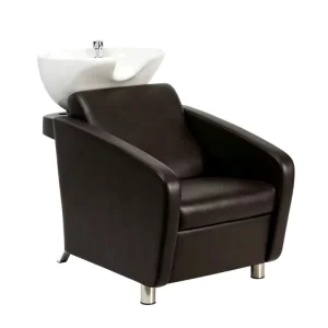 Salon Furniture Classic Brown PU Shampoo Chair Integrated Ceramic Sink Hair Washing Chair for Barber Beauty Salon Use