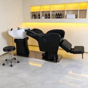Salon Furniture Electric Shampoo Chair Reclining Rotatable Head Spa Washing Chair With Integrated Ceramic Basin