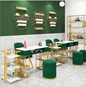 Salon Furniture Nails Desk and Chair Furniture Manicure Green Table Equipment Professional Marble Nail Tables Set