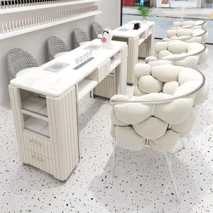Salon Furniture Popular Luxury Nail Art Table Chair Customizable Color Nail Shop Single Double Manicure Table