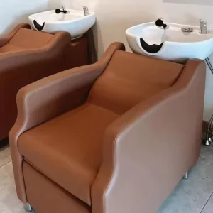 Salon Furniture Shampoo Chair for Hair Salons and Barber Shops Brown Hair Wash Unit with Basin