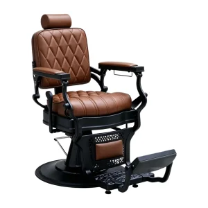 Salon Furniture Vintage Brown Diamond Tufted Hydraulic Barber Chair Reclining Barbershop Hair Shaving Styling Chair