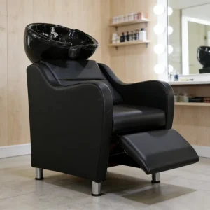 Salon Hairdressing Shop New Chinese Style Leather Semi-Reclining Adjustable Shampoo Chair High-End for Hair Salons
