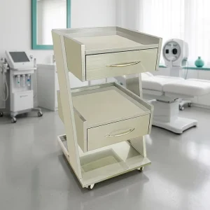 Salon Rolling Utility Cart with Power Outlet Silent Casters Stainless Steel Beauty Trolley