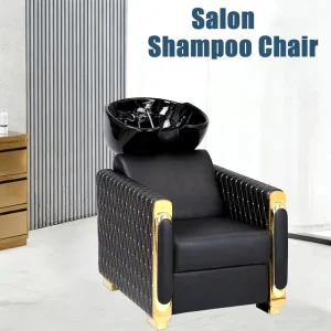 Salon Shampoo Bed Simple European Style Gold Armrest Hairdressing Wash Basin Bed Semi Reclining Hairdressing Wash Basin Bed