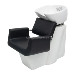 Salon Shampoo Bowl and Chair Hair Wash Chair Shampoo Station with Deep Ceramic Sink Shampoo Unit for Beauty Spa Barbershop