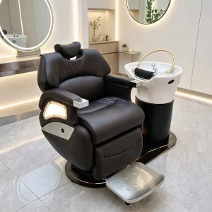 Salon Shampoo Chair Electric Massage Hair Washing Chair With Ceramic Sink Barber Shop Hair Wash Station