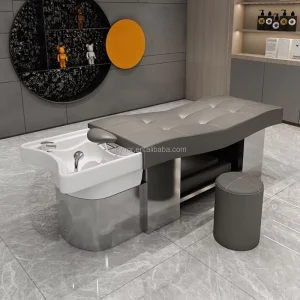 Salon Station With Head Spa Equipment Massage Table Ceramic Shampoo Basin Hair Wash Bed