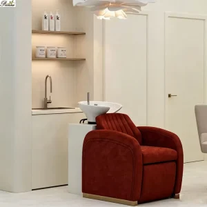 Salon Supply Hair Salon Equipment Black Gold Backwash Shampoo Unit Chair With Basin
