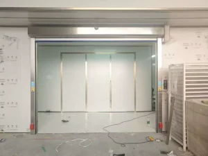 Sanitary Stainless Steel Frame PVC High Speed Roller Door With Vision Window for Pharmaceutical Cleanroom Workshop