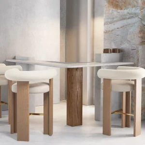 Sassanid Studio Design Midcentury Modern Solid Oak Stool Restaurant Bar Cassette Bar Stool