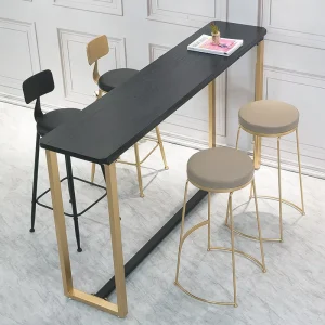 Scandinavian Accessible Luxury Solid Wood Wall Mounted Bar Table Wrought Iron Bar Chair Combination for Milk Tea Shop Leisure