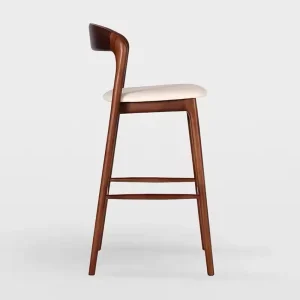 Scandinavian Customizable Solid Wood Kitchen Bar Stools Room Modern Wooden High Bar Stool With Colorful Seat Room Furniture