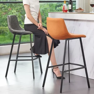 Scandinavian Design Style Bar Restaurant Cafe Furniture Leather High Chair Bar Stools
