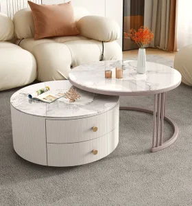 Scandinavian Rock Slab Tabletop Coffee Table Living Room Furniture Metal Sofa Side Gold Luxury