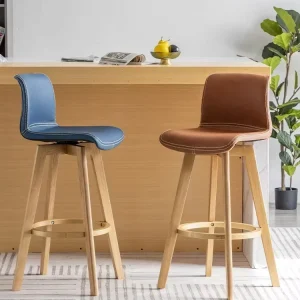 Scandinavian Solid Wood Modern Bar Counter Stool for Kitchen and Cafe Use Round Dining Chairs MOQ 6