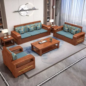 Scandinavian Solid Wood Sofa Set Modern Minimalist Small Apartment Living Room Nordic European Wood Sofa Set