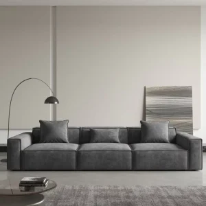 Scandinavian Tofu Block Anti Cat Scratch Sofa Minimalist Living Room Square Toffee Straight Row Fabric Sofa