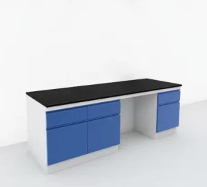 School Chemistry Orange Workstation Laboratory Furniture with PP Sink Metal Cabinet Lab Wall Bench Table
