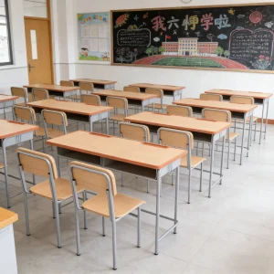 School Classroom Student Desk and Chair Set Wooden Middle School Furniture Double Seat Study Table Chair Wooden
