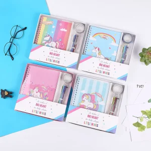 School Cute Stationary Girls Gift Student pink Notebook Ballpen Stationery Set with Box