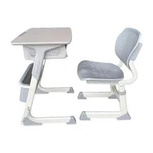 School Desk Chair Set Height Adjustable Children’s Study Metal Frame Student School Desk and Chair Sets for Classrooms