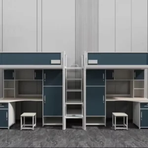 School Dormitories Apartments Heavy Duty Metal Frame Full Size Loft Bed Set Student Bunk Beds for Teens and Adults
