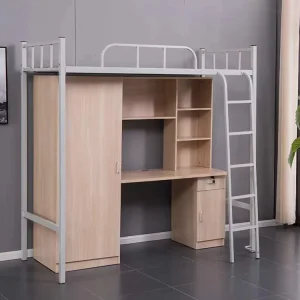 School Furniture Double Metal Bunk Bed Comfortable Student Dormitory Bunk Bed With Desk