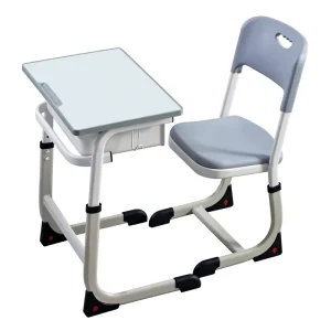School Furniture Single Students Desk and Chair Set Adjustable Height Kids College University Desk and Chair