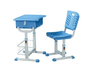 School Furniture Student Desk Chair Set Metal Height Adjustable Modern Tapered Legs Cross Back Double Desks Chairs for Classroom