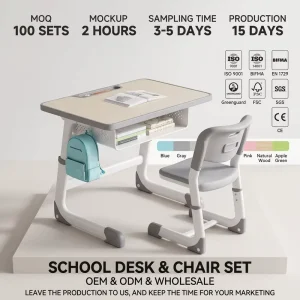 School Furniture Supplier Heavy Duty Student Desk Chair Set Metal Frame ISO Certified