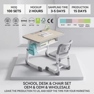 School Furniture Supplier ISO Certified Student Desk and Chair Set Heavy Duty Metal Frame