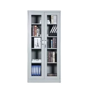 School Government Office Commercial Filing Cabinet With Glass Cabinet Two Door Cupboard Metal File Storage