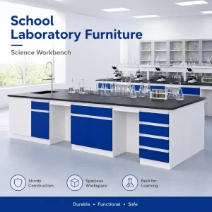 School Hospital Laboratory Furniture Wood Corner Bench Chemicals Island Lab Test Work Chemical Bench Station Science Workbench
