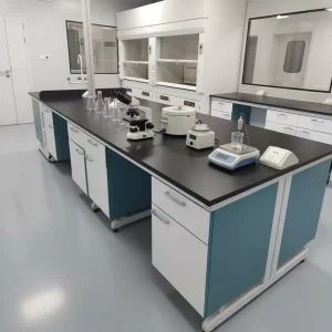 School Hospital Laboratory Turnkey Lab Furniture C Frame Central Workbench Wood Steel Fume Hood Compatible Custom Layout Acid