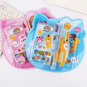 School Kids Stationery Set Pink Packing 8 Pieces One Set Cute Ruler Party Return Pens for Kids Gift