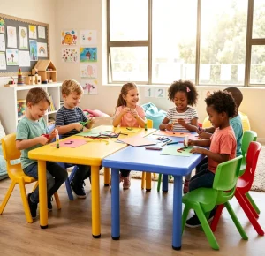 School Metal and Plastic Durable Desks and Chairs Children’s Furniture Set Kindergarten Classroom Other School Furniture