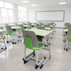 School Set Children’s Study Desk and Chair Durable Metal Adjustable Height Modern School Furniture Custom Size