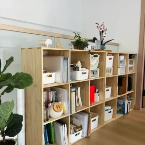 School Specific Modern Contemporary Eco Friendly Durable Multi functional Space Saving Wood Bookcase Back Back Home Office