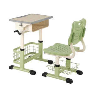 School Study Desk Chair Set Customizable Color Foldable Adjustable Height Eco-Friendly Durable Modern Wood Tabletop Student